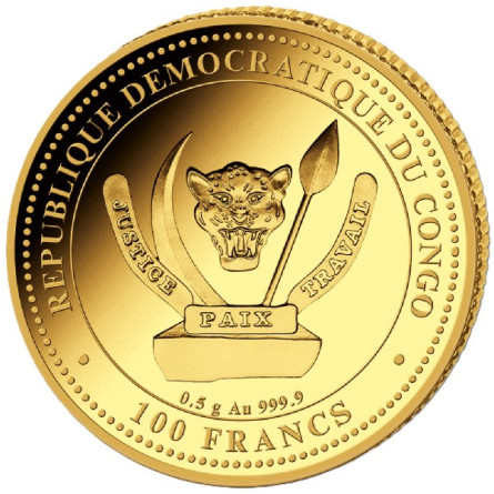 Gold Coin Prehistoric Life II: Velociraptor 2026, 0.5 grams - reverse side