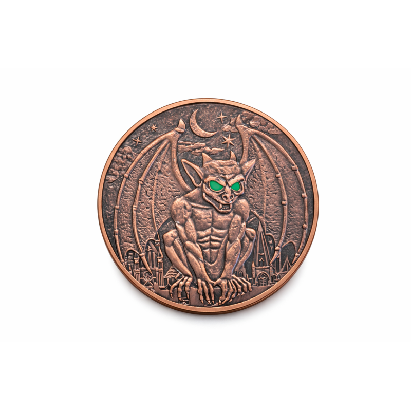 Miedziany-Medaille Gargoyle Glow in the Dark Vorderseite Miedziany-Medaille Gargoyle Glow in the Dark Vorderseite