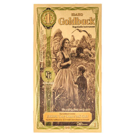 Złoty Banknot 1 Idaho Goldback Gold Note, 1/1000 uncji - front