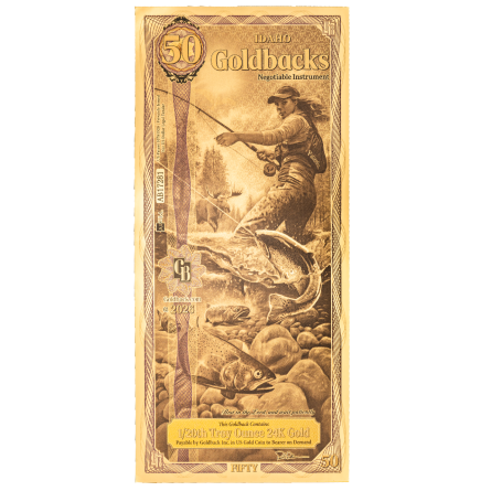 Złoty Banknot 25 Idaho Goldback Gold Note, 1/20 uncji - front