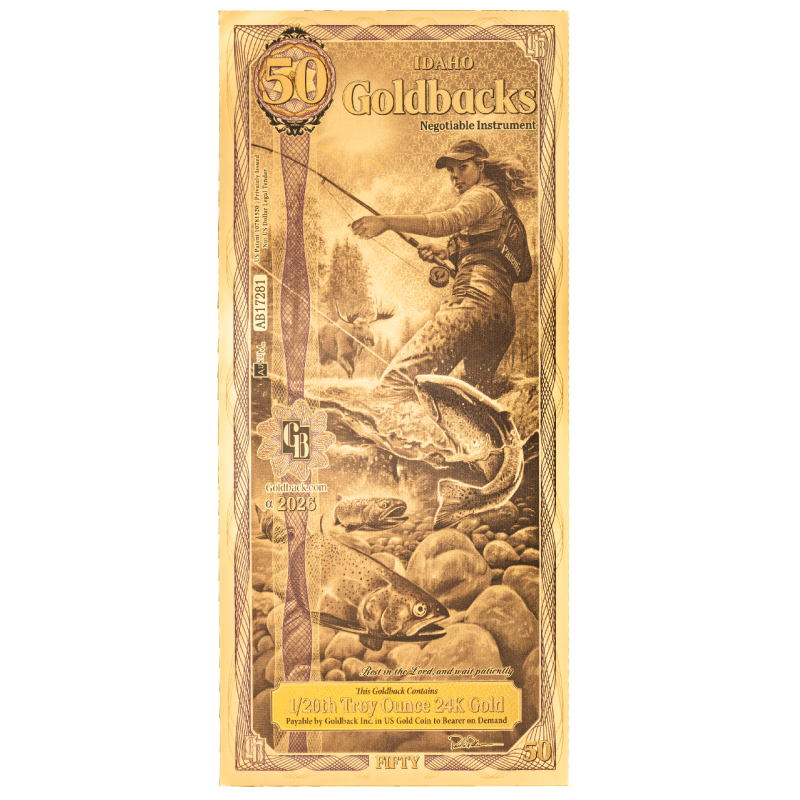 Goldbanknote 25 Idaho Goldback Gold Note, 1/20 Unze – Vorderseite Goldbanknote 25 Idaho Goldback Gold Note, 1/20 Unze – Vorderseite