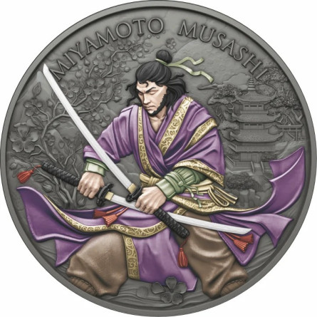 Srebrny Medal Legendary Warriors: Miyamoto Musashi Color, 1 uncja - awers