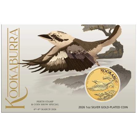 Silbermünze Australian Kookaburra 2026 Gilded, 1 Unze – Vorderseite