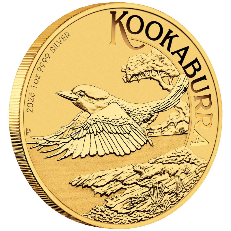 Silbermünze Australian Kookaburra 2026 Gilded, 1 Unze – Rückseite