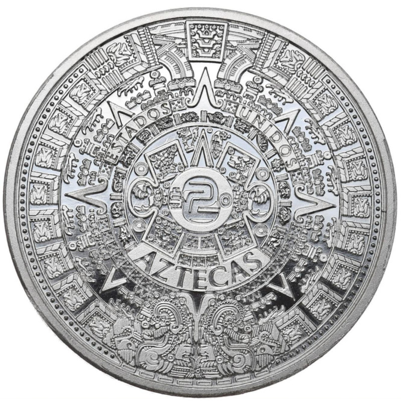 Srebrny Medal Kalendarz Azteków, 1 uncja back