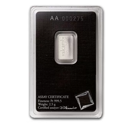 Sztabka platyny Valcambi 2,5g front