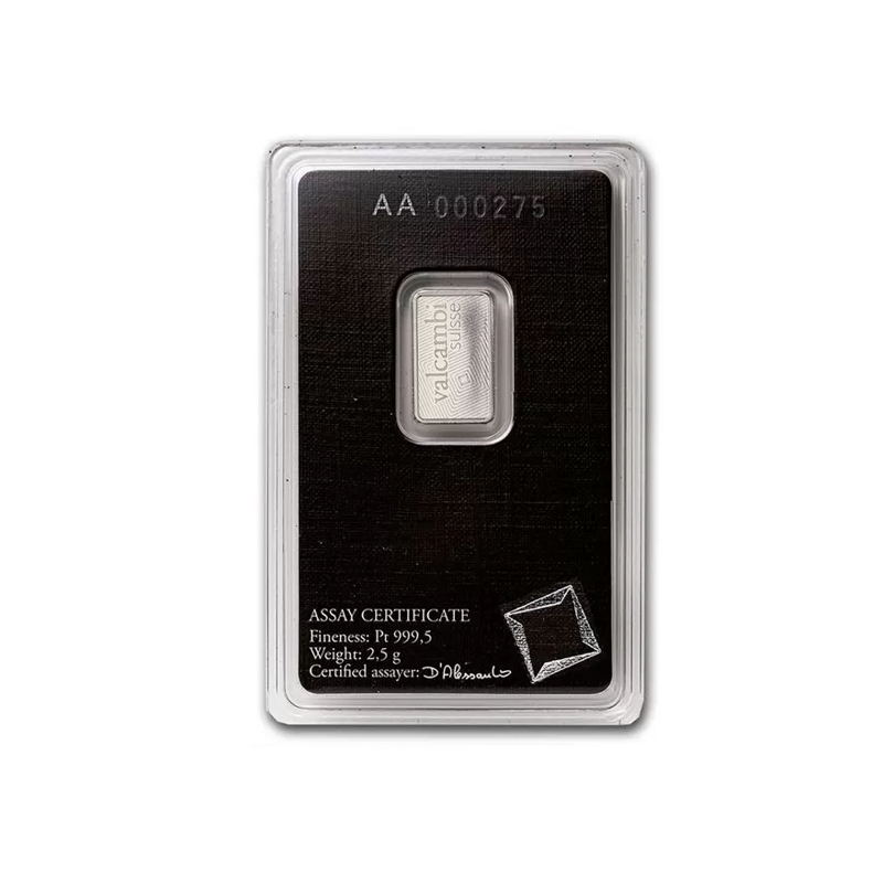 Valcambi platinum bar 2.5g back Valcambi platinum bar 2.5g back