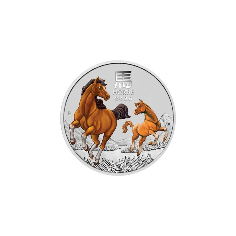 Srebrna Moneta Lunar III Rok Konia 2026 Color, 2 uncje front