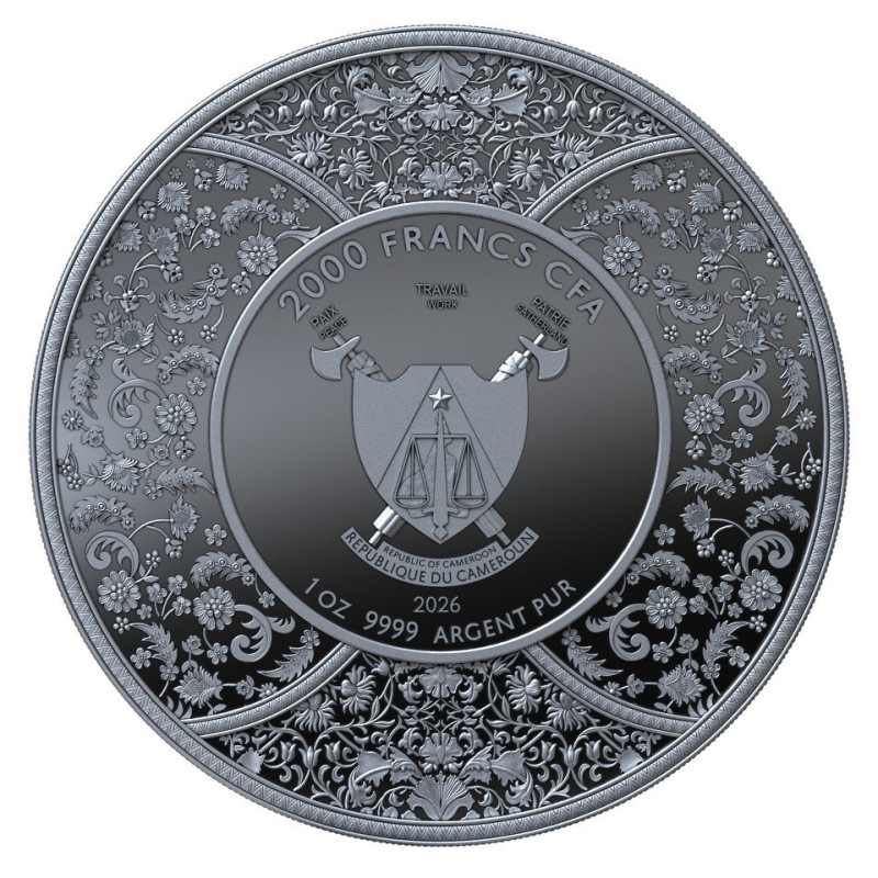 Srebrna Moneta Kamerun, Durga 2026, 1 uncja - awers