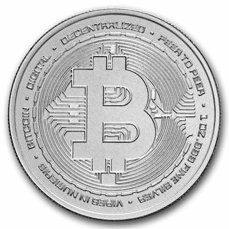 Silbermünze Niue Bitcoin 2025 – Vorderseite Silbermünze Niue Bitcoin 2025 – Vorderseite