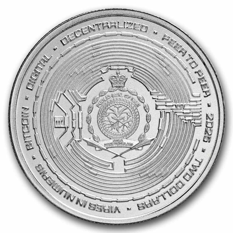 Srebrna Moneta Niue Bitcoin 2025 back Srebrna Moneta Niue Bitcoin 2025 back