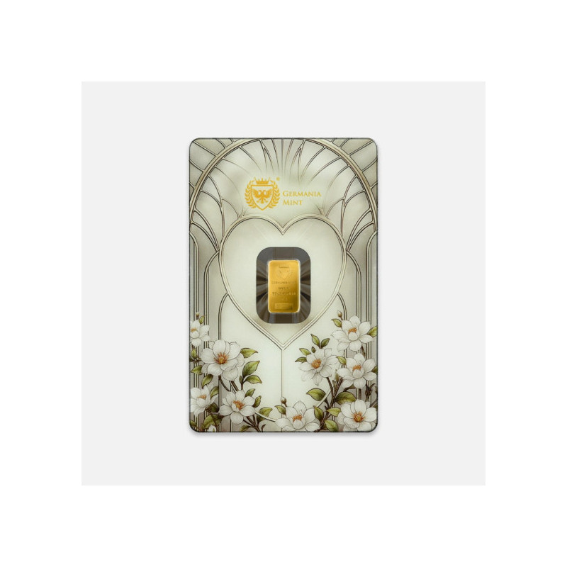Goldbarren als Geschenk – Germania Mint (Vorderseite)