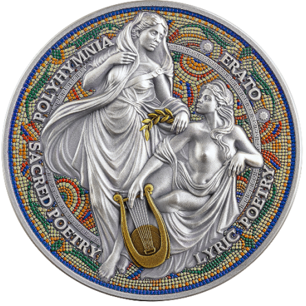 Srebrna Moneta The Nine Muses: Erato and Polyhymnia 2026, 2 uncje - rewers