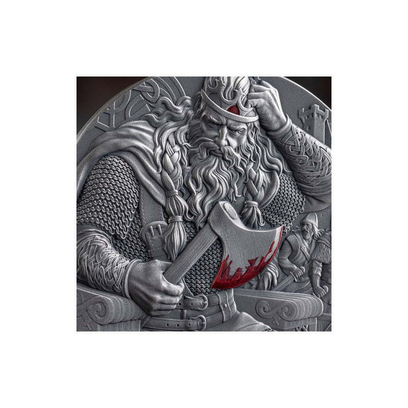 Silbermünze „The Way to Valhalla: Eric Bloodaxe 2026“, 2 Unzen – Detailansicht