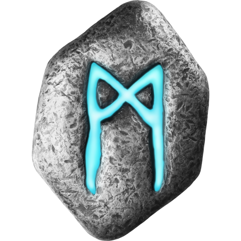 Silberbarren von Germania Mint: Rune Mannaz, 1 Unze – Vorderseite