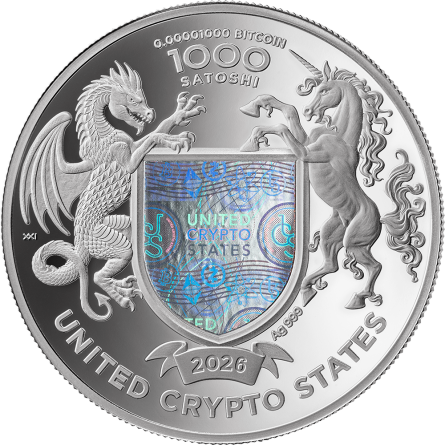 Srebrna Moneta United Crypto States: Binary Bull 2026, 1 uncja - rewers