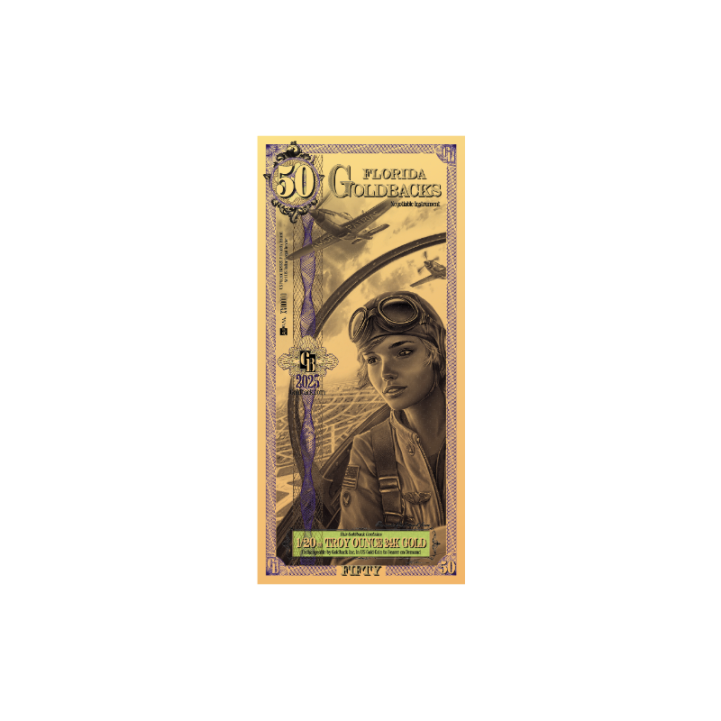 копія Золотий банкнот 25 Florida Goldback Gold Note, 1/40 унції копія Золотий банкнот 25 Florida Goldback Gold Note, 1/40 унції