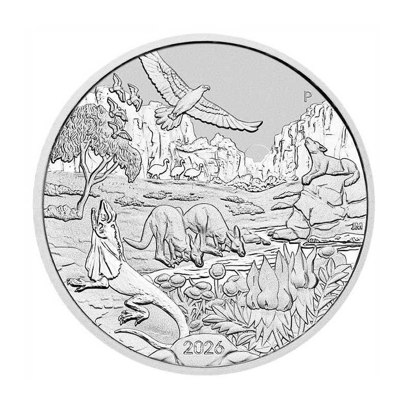 2026 Wonders of Australia: The Outback Silver Coin, 1 oz – reverse side