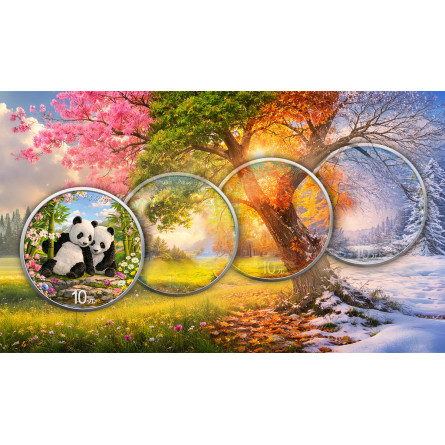 Silbermünze „Chinese Panda Four Seasons: Spring 2026“, 30 Gramm – Serie