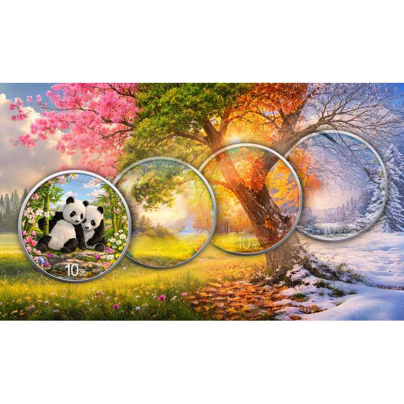Silbermünze „Chinese Panda Four Seasons: Spring 2026“, 30 Gramm – Serie