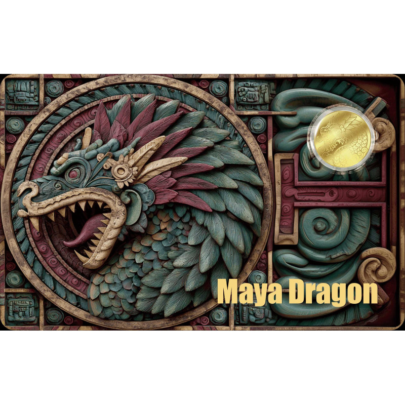 Золота монета Ліберії «The Maya Dragon» 2026 року, 1/200 унції — аверс