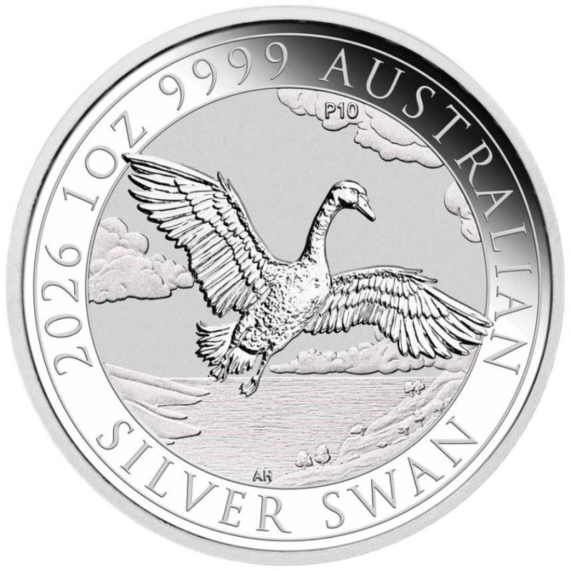 Silbermünze „Australischer Schwan“ 2026, 1 Unze – Rückseite