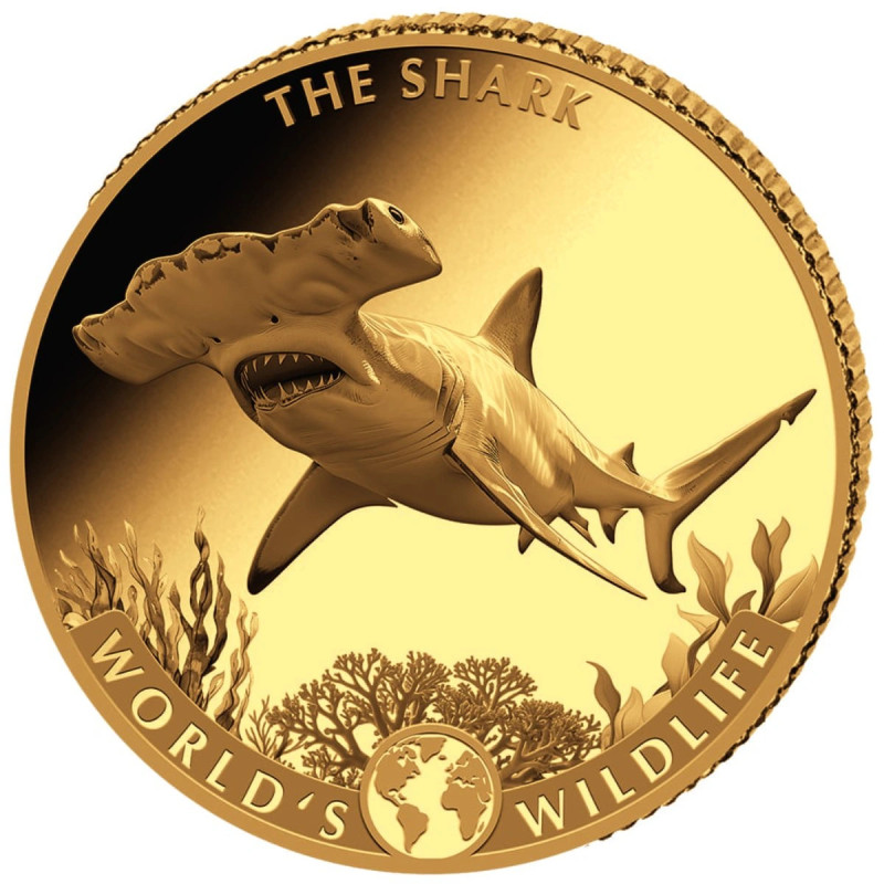 Goldmünze: World's Wildlife: The Shark 2026, 0,5 Gramm – Rückseite