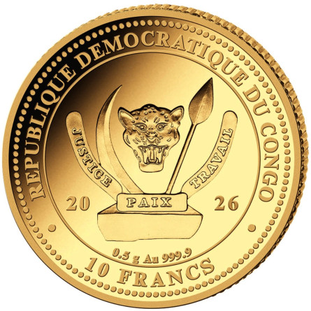 Goldmünze: World's Wildlife: The Shark 2026, 0,5 Gramm – Rückseite