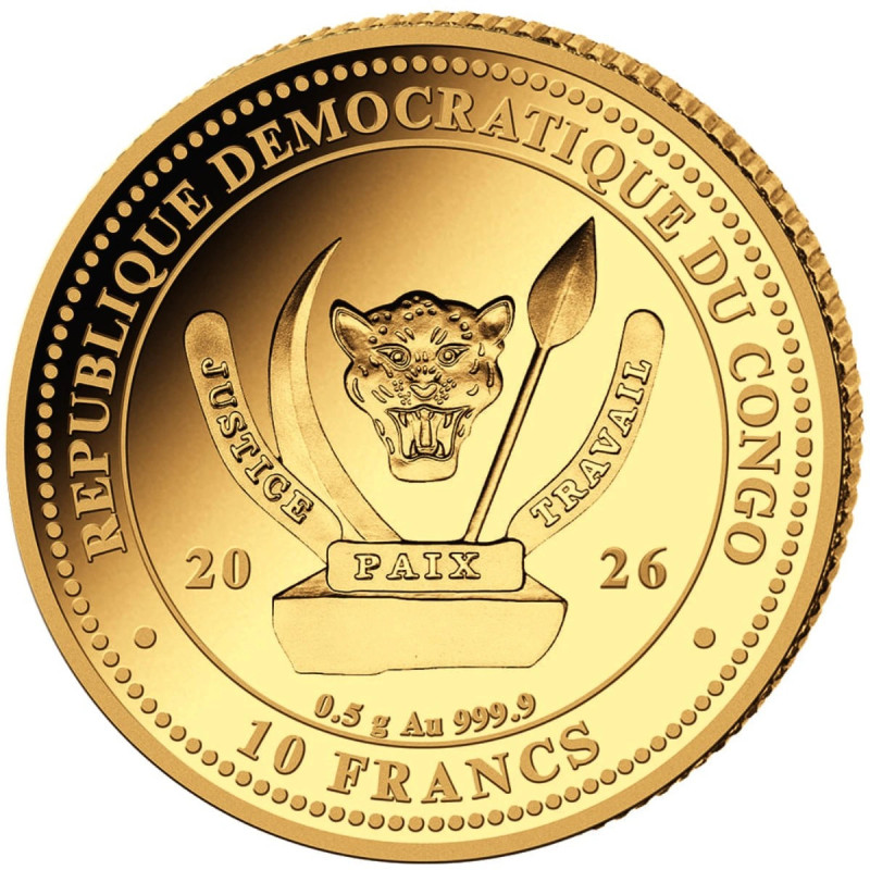 Goldmünze: World's Wildlife: The Shark 2026, 0,5 Gramm – Vorderseite