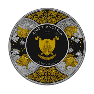 Srebrna Moneta Kamerun, Durga 2023, 1 uncja (gilded) - rewers