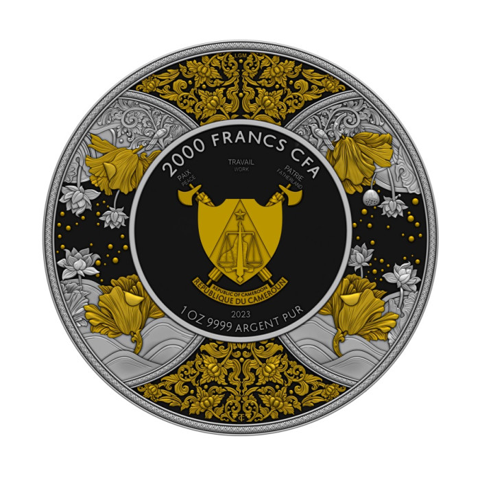Cameroon Silver Coin, Durga 2023, 1 ounce (gilded) - obverse Cameroon Silver Coin, Durga 2023, 1 ounce (gilded) - obverse