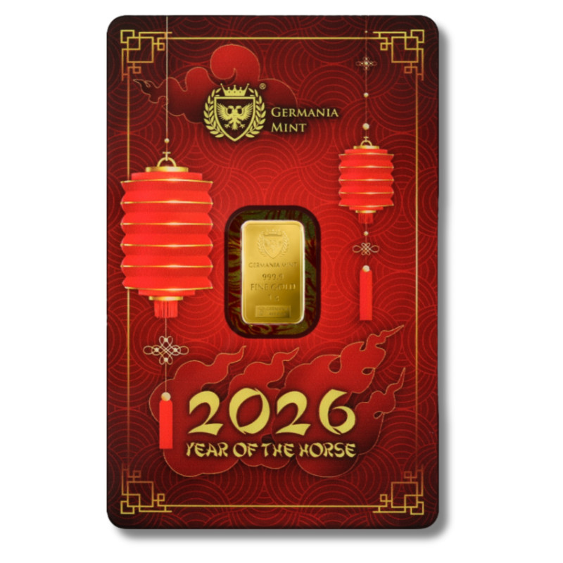 Germania Mint Year of the Horse 2026 Gold Bar, 1 gram
