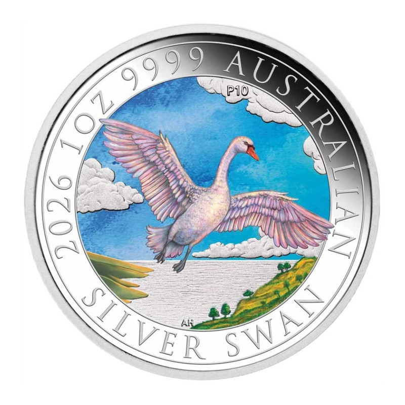 2026 Australian Swan Silver Coin (Color), 1 oz – reverse side