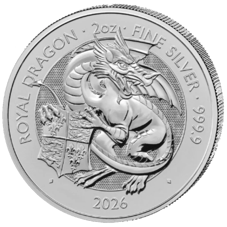 The Tudor Beasts: Royal Dragon 2026 Silver Coin, 2 oz. OBVERSE