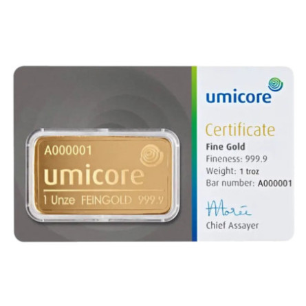 Umicore-Anlagegoldbarren 1 Unze