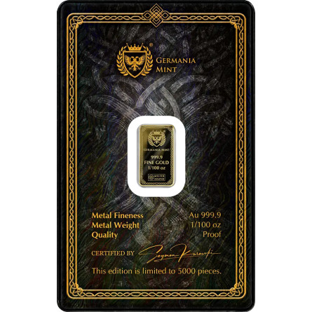 Goldbarren „Gods of Germania: Odin“, Proof, 1/100 Unze, Vorderseite