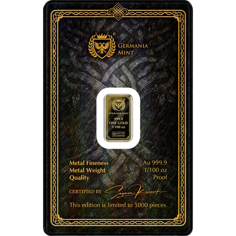 Goldbarren „Gods of Germania: Odin“, Proof, 1/100 Unze ZURÜCK Goldbarren „Gods of Germania: Odin“, Proof, 1/100 Unze ZURÜCK