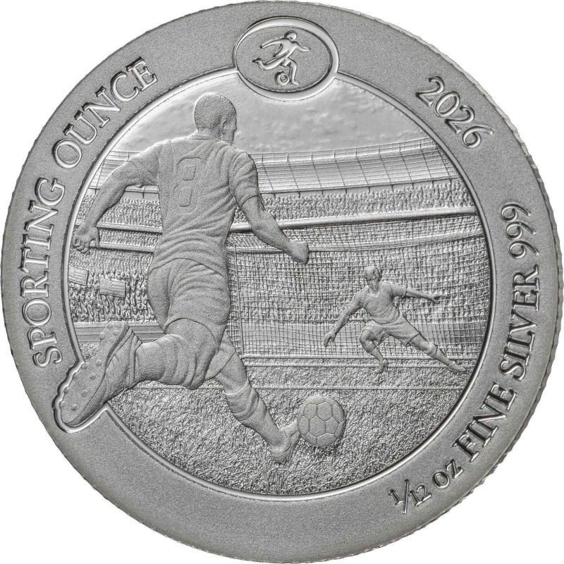 Srebrna Moneta Sporting Ounce: Soccer 2026, 1/12 uncji FRONT Srebrna Moneta Sporting Ounce: Soccer 2026, 1/12 uncji FRONT