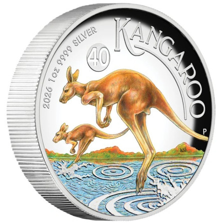 Silbermünze „Australian Kangaroo“ 2026, 1 Unze (Proof) Vorderseite