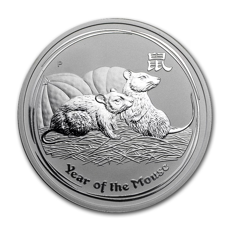 Srebrna Moneta Lunar II: Rok Myszy 2008, 2 uncje - rewers