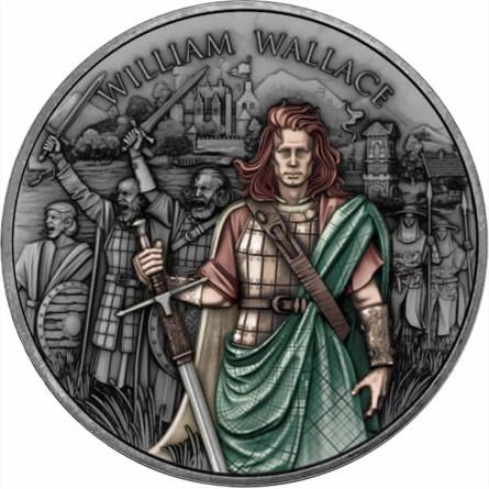 Srebrny Medal Legendary Warriors: William Wallace Color, 1 uncja - rewers
