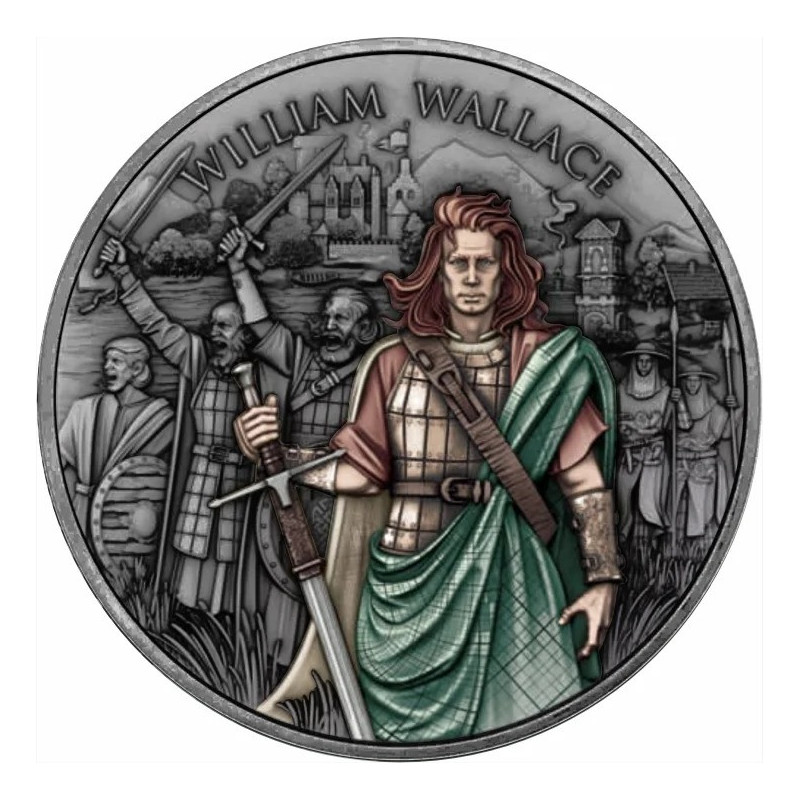 Legendary Warriors Silver Medal: William Wallace Color, 1 oz – reverse side