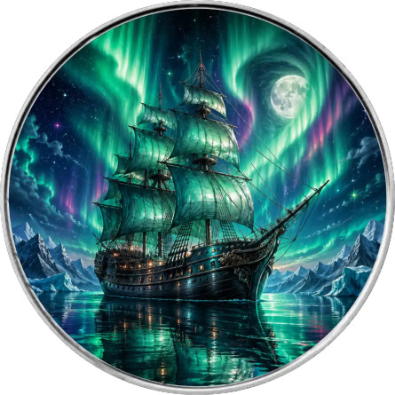 Masters of The Seas: Aurora Wanderer 2025 Silver Coin, 1 oz – Reverse