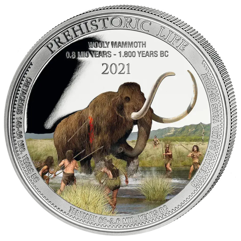 2021 Congo Woolly Mammoth Silver Coin (Color), 1 oz – Reverse 2021 Congo Woolly Mammoth Silver Coin (Color), 1 oz – Reverse