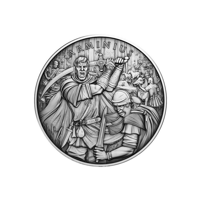 Legendary Warriors Silver Medal: Arminius Antique, 1-ounce obverse Legendary Warriors Silver Medal: Arminius Antique, 1-ounce obverse