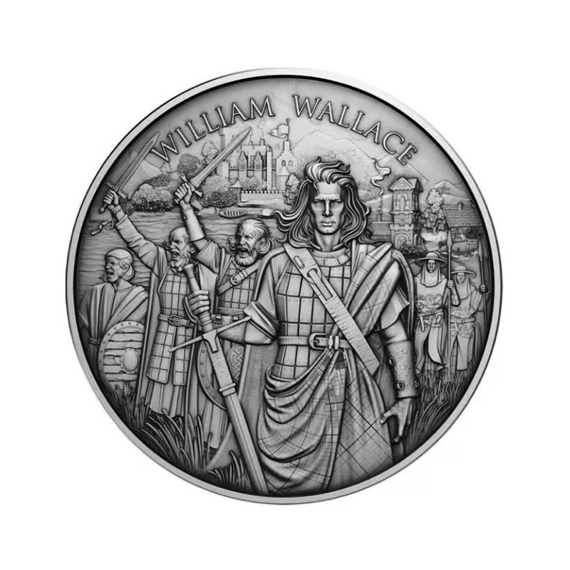 Silbermedaille „Legendary Warriors“: William Wallace (Antik-Look), 1 Unze – Rückseite