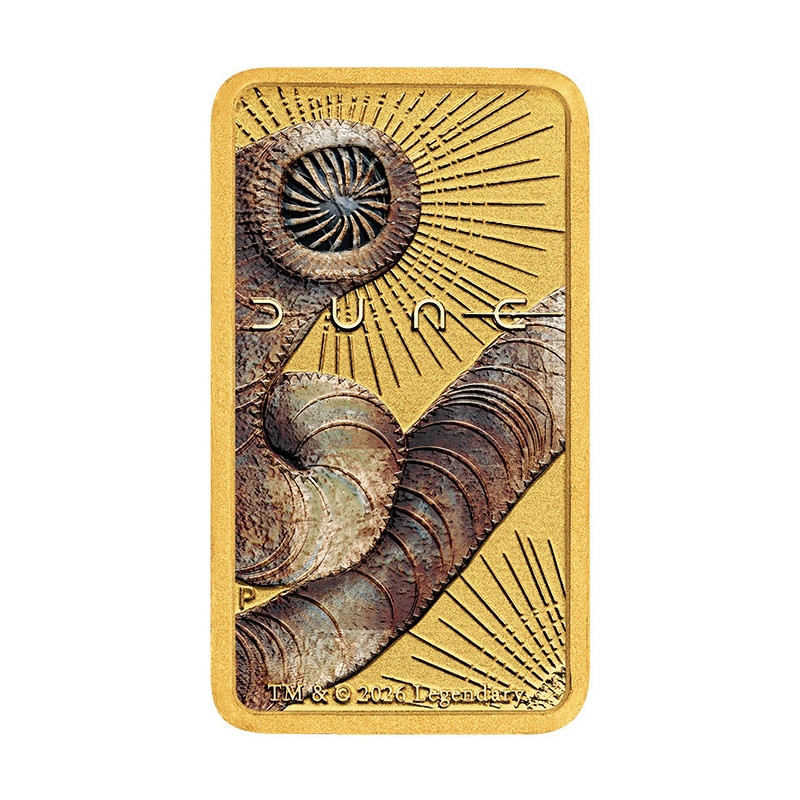 The Perth Mint Gold Bar: DUNE Color, 1 gram - obverse The Perth Mint Gold Bar: DUNE Color, 1 gram - obverse