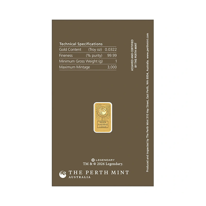 The Perth Mint Gold Bar: DUNE Color, 1 gram - Box of 2 The Perth Mint Gold Bar: DUNE Color, 1 gram - Box of 2