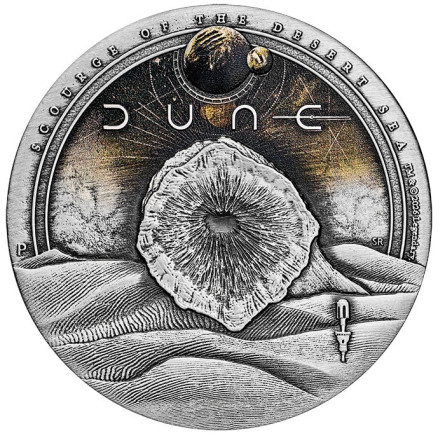 Tuvalu DUNE 2026 Silver Coin, Color Antiqued, 1 oz – Reverse