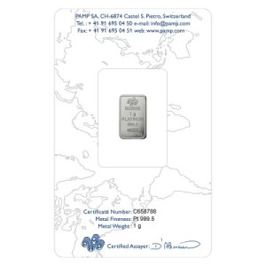 Sztabka platyny PAMP Fortuna, 1g front